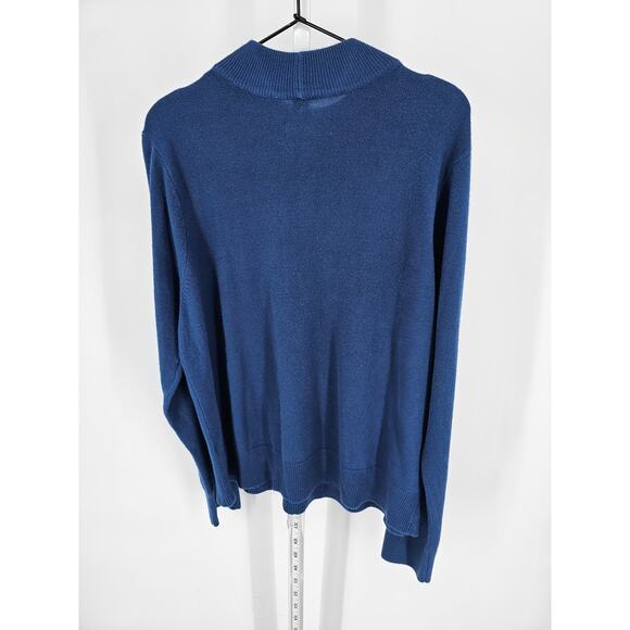Elisabeth Williams Womens Sz PXL Petite Mock Neck Sweater Solid Blue - Picture 6 of 6